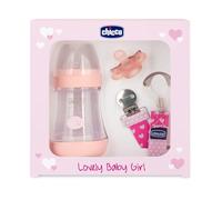 Chicco Set Lovely Baby Girl Biberon 0+M + Gommotto 0-2 M + Clip Succhietto Bimba