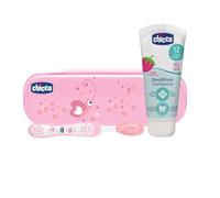 Chicco Set Rosa Cepillo Y Pasta Con Flúor 6m+, Rosa, 3 Unidad (Paquete de 1)