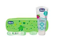 Chicco Set Verde Cepillo Y Pasta Con Flúor 6M+, Verde, 1 Unidad (Paquete de 1)