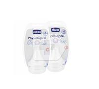 Chicco® tetina fisiológica silicona Boca ancha + 4m 2uds