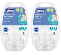 Chicco - Tetina Physio Flujo Lento 2 Uds 0M+, Unisex (Paquete de 2)