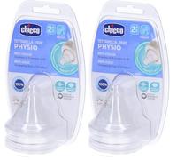 Chicco - Tetina Physio Flujo Medio 2 Uds 2M+, Unisex (Paquete de 2)