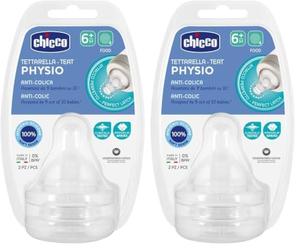 Chicco - Tetina Physio Flujo Papilla 2 Uds. +M+, Unisex (Paquete de 2)