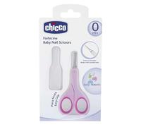 Chicco Tijeras Uñas Bebé Recién Nacido Y Niños Pequeños, Cortauñas De Acero Inoxidable Con Hojas Curvas Y Punta Redondeada, Funda Protectora, Goma Antideslizante Accesorio Esencial Neceser, Rosa