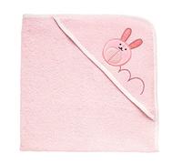 Chicco Toalla con Capucha, de Suave Tejido de Rizo, con Bordado de Conejo tierno, algodón Puro, 0 Meses +, Rosa