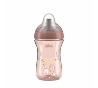 Chicco VASO ADVANCED, Vaso antigoteo de plástico 266 ml con pajita, boquilla ergonómica y válvula, 0% BPA, 12M+, Rosa