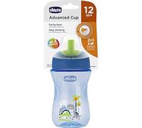 Chicco VASO ADVANCED - Vaso antigoteo de plástico, 266 ml con pajita, boquilla ergonómica y válvula, sin BPA, azul claro o azul
