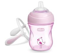 Chicco Vaso de Transición, Vaso Antiderrame 200 ml, Vaso Aprendizaje para Bebés de +4 Meses para Aprender a Beber, con Boquilla de Silicona Blanda, Anti-Cólico, sin BPA ,Color Rosa