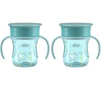 Chicco Vaso Infantil Perfect, Vaso Antiderrame para niños 200 ml, 1 Biberón 12+ Meses para Aprender a Beber, con Membrana de Silicona 360° y Asas Extraíbles, 0% BPA, Azul (Paquete de 2)