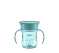 Chicco Vaso Infantil Perfect, Vaso Antiderrame para niños 200 ml, 1 Biberón 12+ Meses para Aprender a Beber, con Membrana de Silicona 360° y Asas Extraíbles, 0% BPA, Azul