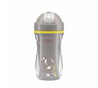 Chicco Vaso Sport, Vaso de silicona resistente a los mordiscos 14+ meses, 266 ml, Vaso térmico para niños para aprender a beber, con pajita flexible resistente a los mordiscos, 0% BPA, Gris