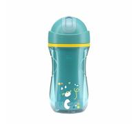 Chicco Vaso Sport, Vaso de silicona resistente a los mordiscos 14+ meses, 266 ml, Vaso térmico para niños para aprender a beber, con pajita flexible resistente a los mordiscos, 0% BPA, Azul