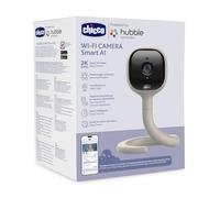 Chicco Video Baby Monitor Wi-Fi Smart AI, cámara 2K UHD con visión nocturna infrarrojos, aplicación dedicada, luces multicolor, canciones y ruidos blancos, colgante y adaptable
