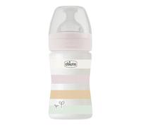 Chicco WELL-BEING Biberón Anticólicos de Flujo Lento, Biberón para Recién Nacidos de 0+ Meses con Tetina Physio de Silicona Suave y Acabado Soft Sense, Biberón de Plástico de 150 ml, Blanco
