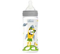 Chicco WELL-BEING Biberón Anticólicos de Flujo Rápido, Biberón 4+ Meses con Tetina Physio de Silicona Suave y Acabado Soft Sense, Biberón de Plástico de 330 ml, Gris