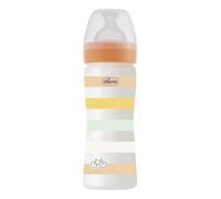 Chicco WELL-BEING Biberón Anticólicos de Flujo Rápido, Biberón para Bebés 2+ Meses con Tetina Physio de Silicona Suave y Acabado Soft Sense, Biberón de Plástico de 250 ml, Naranja