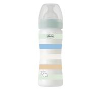 Chicco WELL-BEING Biberón Anticólicos de Flujo Rápido, Biberón para Bebés 2+ Meses con Tetina Physio de Silicona Suave y Acabado Soft Sense, Biberón de Plástico de 250 ml, Verde