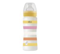 Chicco WELL-BEING Biberón Anticólicos de Flujo Rápido, Biberón para Bebés 4+ Meses con Tetina Physio de Silicona Suave y Acabado Soft Sense, Biberón de Plástico de 330 ml, Amarillo