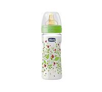 Chicco Wellbeing - Biberón con tetina de látex y flujo medio para bebé de 2m+, 250 ml, color verde