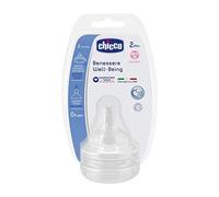 Chicco Wellbeing - Tetina de silicona anticólicos con flujo regulable para bebé de 2 meses en adelante, 2 unidades