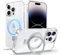 Chicfun Rugged MagStander Funda iPhone 14 Pro con Soporte Magnético, Compatible con MagSafe, Funda Resistente a Golpes Militares con Soporte Cuadrado para iPhone 14 Pro, Brillante Transparente