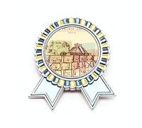 Chichen Itzá México - Broche de dibujo de la antigua civilización de México, ganador de medalla, Medium, Metal
