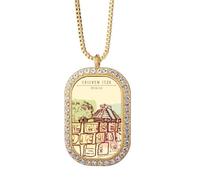 Chichen Itza México - Collar con colgante de cristal de cristal dorado con diseño de civilización antigua