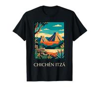 Chichén Itzá México Pirámide Maya Vintage Travel Artwork Camiseta