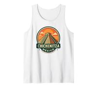 Chichén Itzá México Retro Insignia Pirámide de Viaje Camiseta sin Mangas