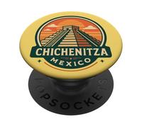 Chichén Itzá México Retro Insignia Pirámide de Viaje PopSockets PopGrip Adhesivo