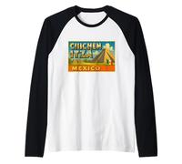 Chichén Itzá México Vintage Travel Souvenir Art Graphic Camiseta Manga Raglan