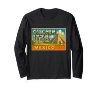 Chichén Itzá México Vintage Travel Souvenir Art Graphic Manga Larga