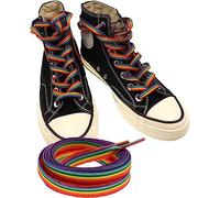 chichengnian 1 par de cordones planos de arco iris para entrenar, color degradado, personalidad, rayas verticales, tendencia, accesorios para tenis, arcoíris, 120