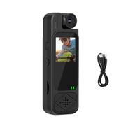 CHICHIYANG Mini cámara corporal con lente giratoria de 180°, detección de acción, visión nocturna infrarroja HD, 128 GB, almacenamiento de tarjeta TF, grabadora 1080P