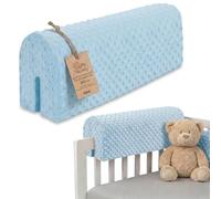 Chichonera cuna protector de borde acolchado para cama infantil con funda | Parachoques acolchado en espuma con funda extraíble 90 cm suave al tacto barrotes en Minky Azul