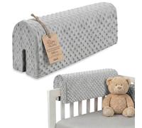 Chichoneras cuna parachoques cunas bebe 120 cm - protector anti caida y golpe espuma de barrera seguridad niños y niñas para cama protection de valla y borde infantil Minky Oeko-Tex Gris Claro