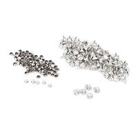CHICIRIS 100 Remaches Decorativos, Remaches de Diamantes de Imitación de Cristal, para Ropa, Zapatos, Bolsos, con Borde Dorado Plateado, Cristal Blanco, Accesorios (Broca tubo filo plata + diamante