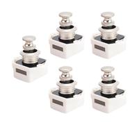 CHICIRIS 5 Piezas de Pestillo de Botón, Push Button Botón Patilla de la Puerta del Armario con Cierre Seguro para Yates para el Hogar de Autocaravana (Base blanca Pearl Ni)