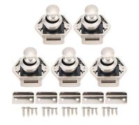 CHICIRIS 5 Piezas de Pestillo de Botón, Push Button Botón Patilla de la Puerta del Armario con Cierre Seguro para Yates para el Hogar de Autocaravana (Pearl Ni Color)