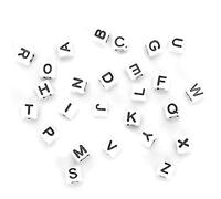 CHICIRIS 500 Cuentas Acrílicas, Accesorios Cuadrados Hechos a Mano con Cuentas del Alfabeto Inglés, para Hacer Joyas, Decoración Artesanal (WHITE)