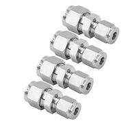 CHICIRIS Adaptador de Tubo de Compresión304 Unión de Reductor Recto de Férula Doble de Acero Inoxidable para Agua/aire/tuberías de Aceite 4 Piezas (Ф6/Ф10)