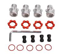 CHICIRIS Adaptadores Hexadecimales de la Rueda del Automóvil RC, Kit de Actualización de Metal para Traxxas Slash 2wd, Rustler, Estampida con Adaptador de Cubo Hexadecimal de Rueda (Rojo)