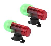 CHICIRIS Alarma de Picadura de Pesca, Paquete de 2 Indicadores Electrónicos de Caña con Alerta de Sonido LED, Sensor de Plástico con Clip con Baterías LR44, Luz Roja Verde para Pesca Nocturna en el