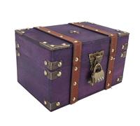 CHICIRIS Antique Wooden Treasure Chest Storage Box with Lock Decorative