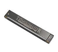 CHICIRIS Armónica Diatónica Profesional de 24 Agujeros en Tecla C, Cubierta de Acero Inoxidable Cepillado, Cuerpo de Resina ABS, con Estuche y Paño de Limpieza, para Niños y Principiantes (negro mate)