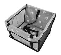 CHICIRIS Asiento de Coche Plegable para Mascotas, Jaula Portadora con Patrón de Huella de Oso con Varilla de Soporte para Mascotas Pequeñas y Medianas, Material de Tela Oxford Lavable (Estilo bastón