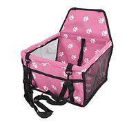 CHICIRIS Asiento de Coche Plegable para Mascotas, Jaula Portadora con Patrón de Huella de Oso con Varilla de Soporte para Mascotas Pequeñas y Medianas, Material de Tela Oxford Lavable (Estilo de