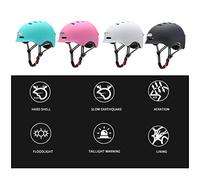 CHICIRIS Casco de Bicicleta con Luz de Carga USB PC EPS Casco de Ciclismo 750 MAh Faro Delantero Luz de Advertencia Trasera 12 Ventilaciones Ajustable M 54 a 57 Cm para Ciclismo Scooter Monopatín