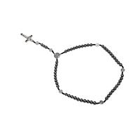 CHICIRIS Collar de Rosario, Colgante de Crucifijo de Obsidiana, Cuentas Católicas con Aleación de Zinc para Regalos de Oración, Buena Suerte, Joyería Religiosa para Hombres y Mujeres