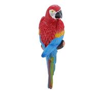 CHICIRIS Decoración de Pared de Loro 3D, Escultura de Loro Realista, Arte de Colgante con Diseño de Parte Posterior Plana para Cerca de Jardín, Ramas de árboles (Color rojo del lado izquierdo)